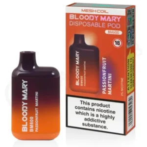 Buy Disposable vape UK, Passionfruit disposable vape, Bloody Mary BM600 vape, Nic salt disposable vape, 20mg disposable vape UK, Best fruity disposable vape