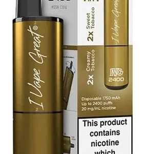 Buy Disposable Vapes Online USA, Buy IVG 2400 Disposable Vape Tobacco, Tobacco Disposable Vape UK, 2400 Puff Vape Ireland, IVG 4 in 1 Vape Tobacco Edition